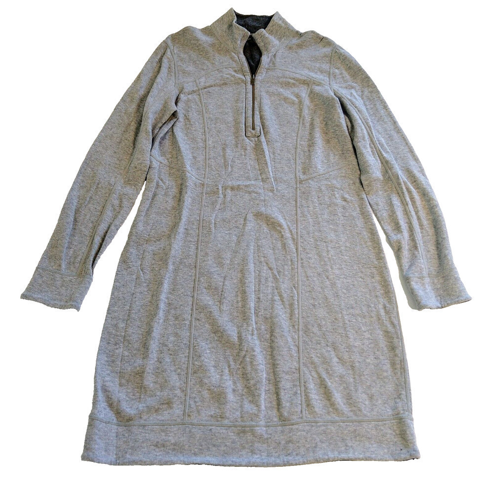 Tommy Bahama Half Zip Shirt Dress Size S Heather Gray Long Sleeve Cotton Blend